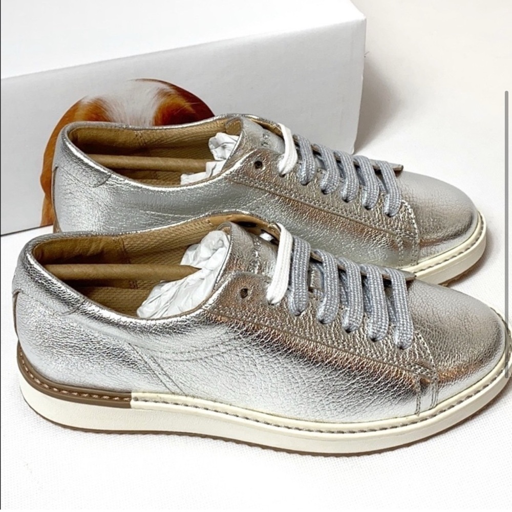 Hush Puppies Sabine silver leather sneakers